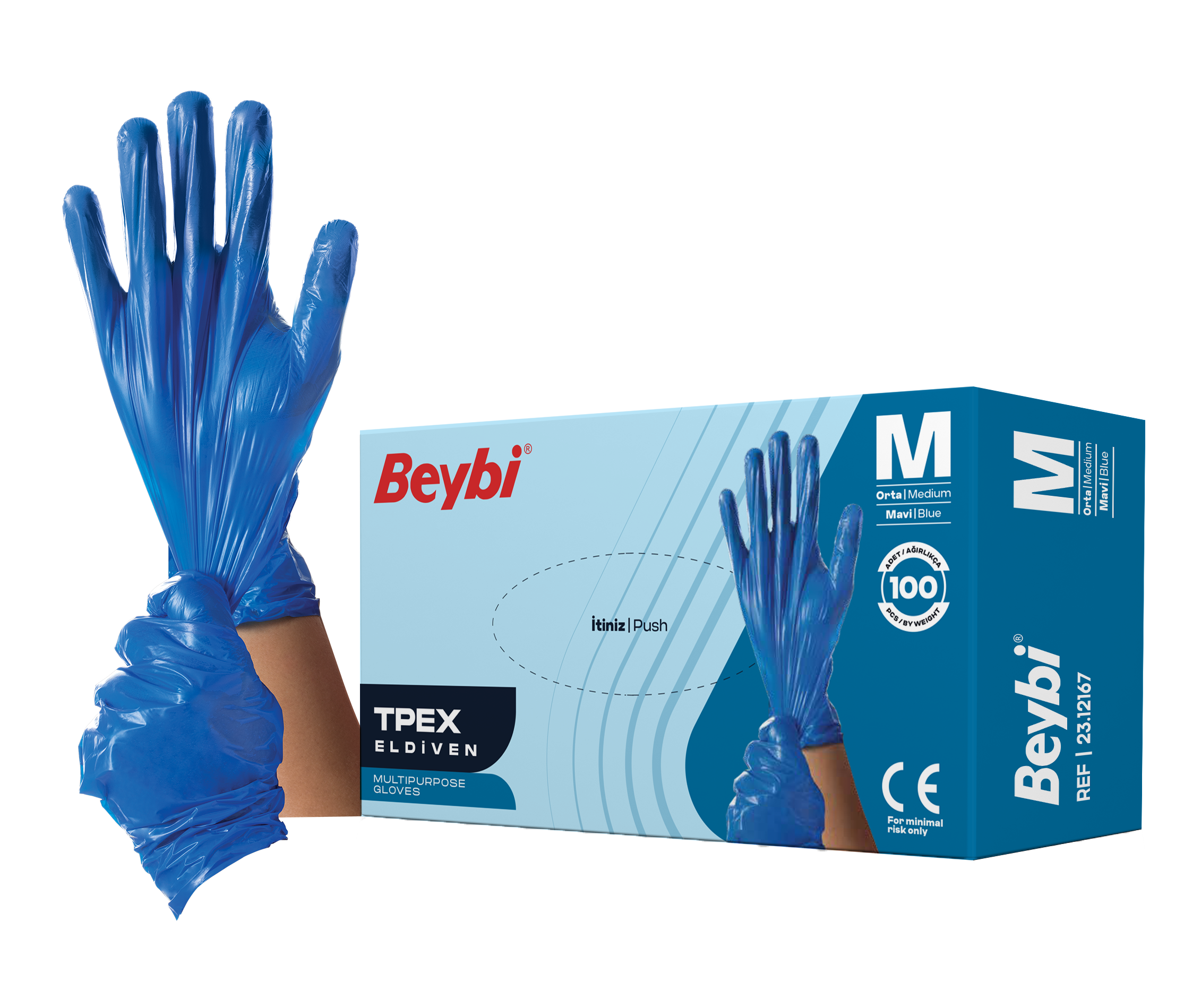 TPEX Eldiven Mavi - 100'lük Kutu