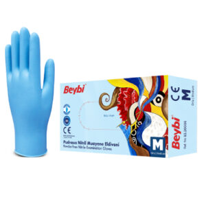 Pudrasız Mavi Nitril Muayene Eldiveni - 100'lük Kutu